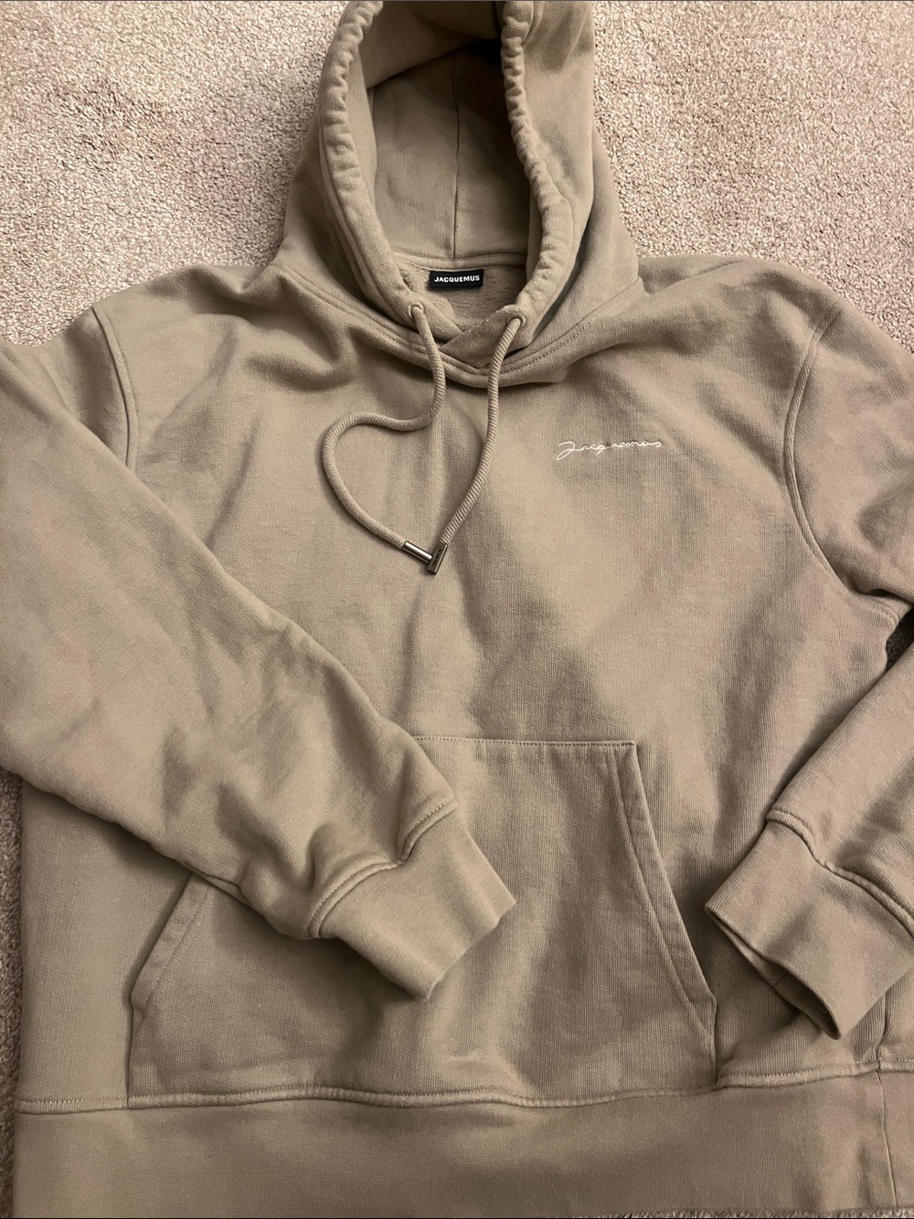 Jacquemus Beige/Taupe Hooded Sweatshirt - Minimal Logo Pullover